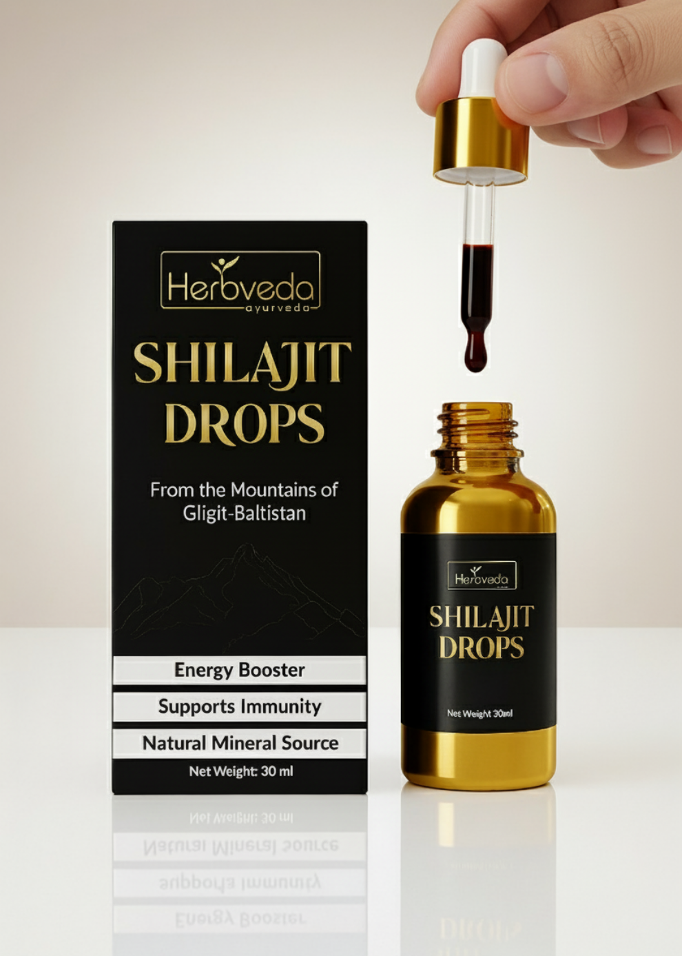 Herbveda Shilajit Drops – Pure Himalayan Energy & Immunity Booster